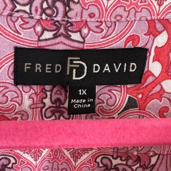 Fred David Pink Geometric Pullover Blouse - Picture 2 of 10